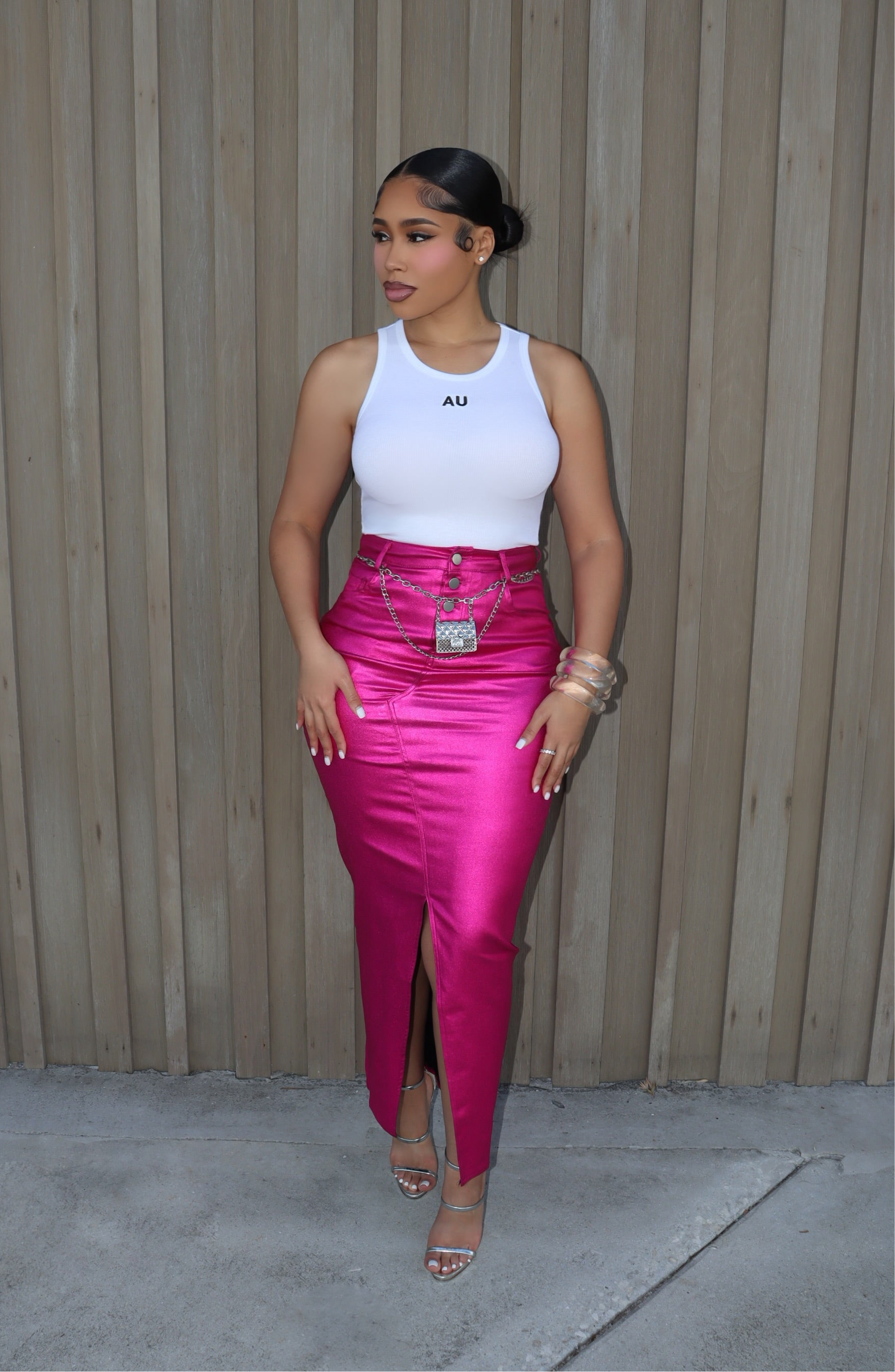 PINK CHROME SKIRT