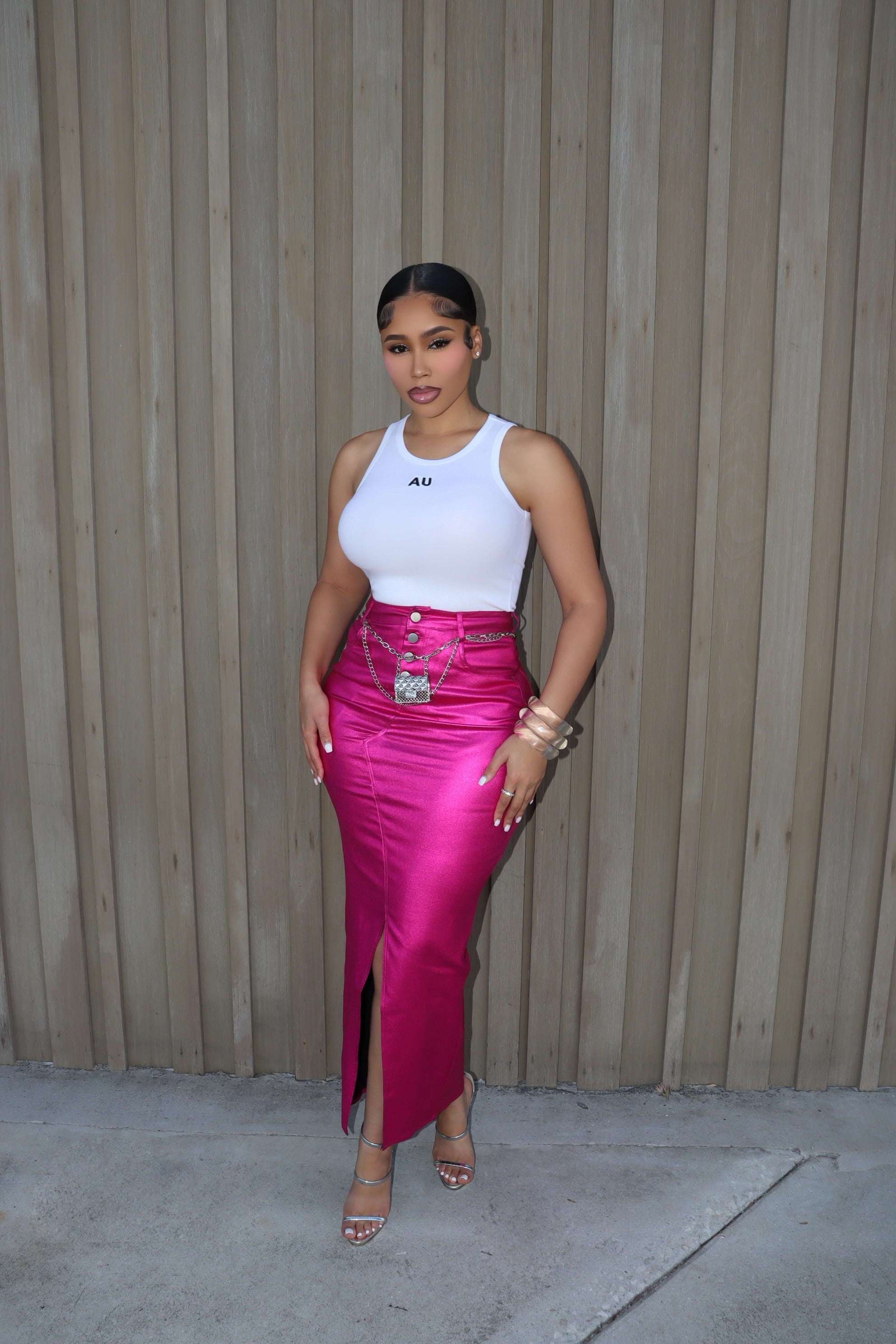 PINK CHROME SKIRT